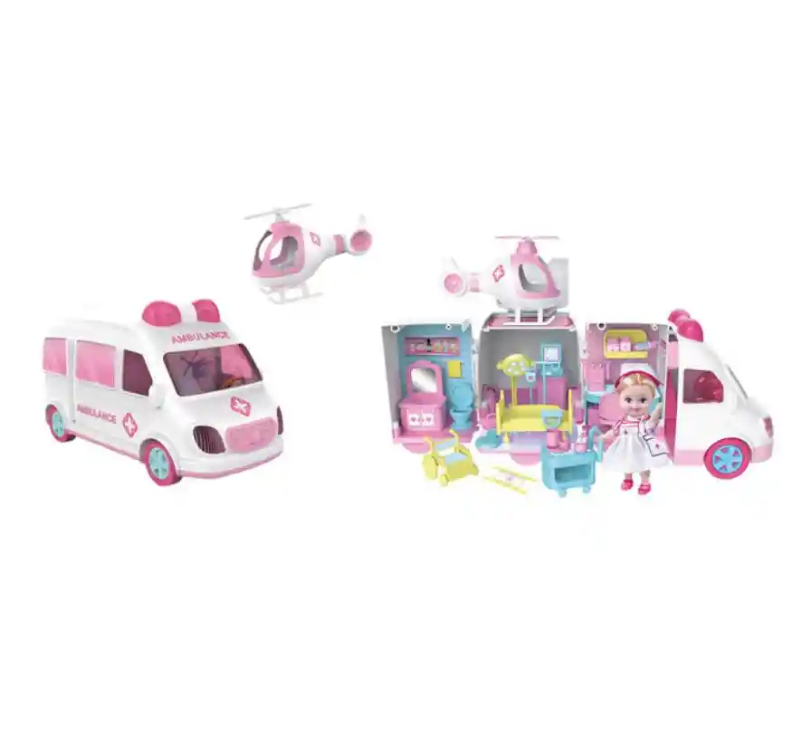 Juego Juguete Set Mi Pequeño Hospital Carro De Ambulancia Y Helicoptero + Muñeca + Todos Los Accesorios Regalo, Feliz Cumpleaños, Decoracion, Muñecas, Infantil, Navidad