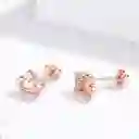 Aretes Topos Corazón Cristal Rosado Para Mujer En Plata 925