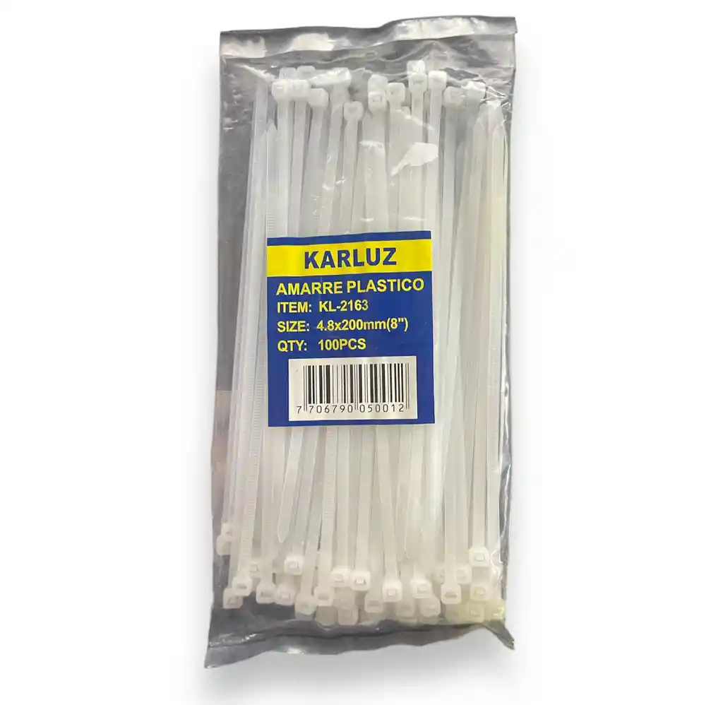 Amarre Plastico Karluz De 8" 100 Und