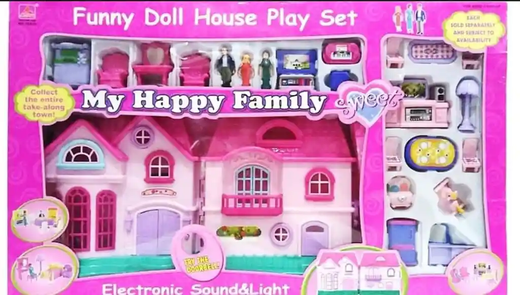 Juego Juguete Casa Muñecas Set My Happy Family Ref16526 Con Luz Y Sonido + Accesorios Y Muñecos Regalo, Feliz Cumpleaños, Decoracion, Muñecas, Infantil, Navidad