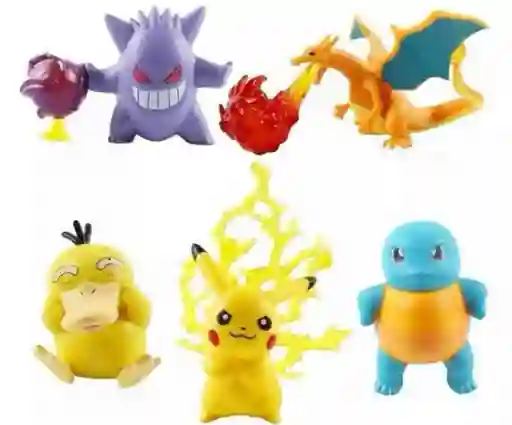Figura Set X5 Pikachu, Charizard, Square, Gengar Y Psyduck Pokémon Anime