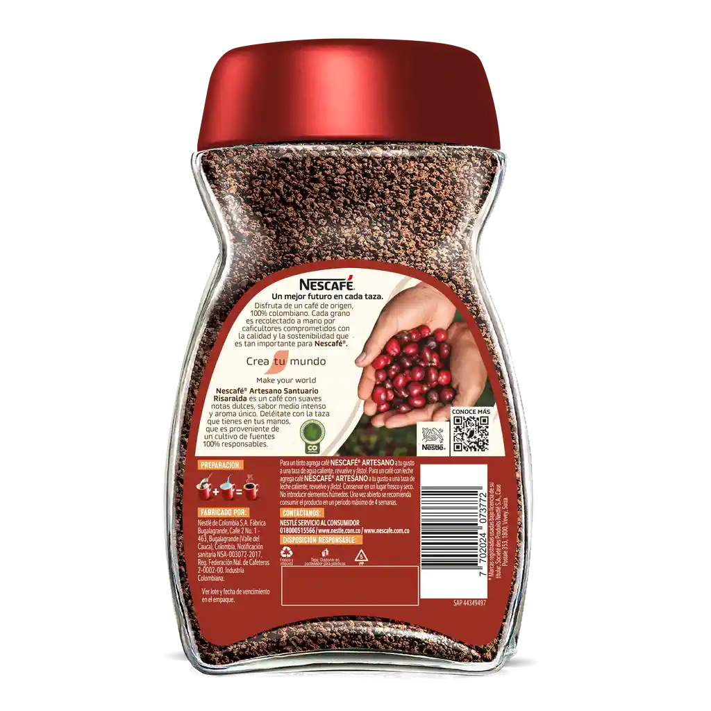 Café instantáneo NESCAFÉ Artesano Santuario Risaralda x 85g