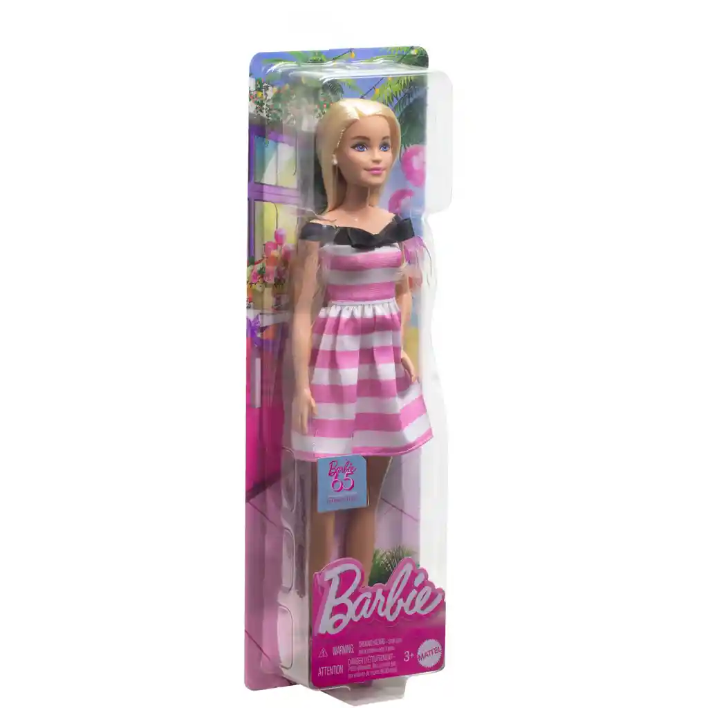 Muñeca Barbie De Aniversario Con Vestido Blanco Y Rosa