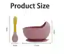 Plato Bowl Bebe De Silicona Con Chupa Cuchara Antideslizante Rosa Claro