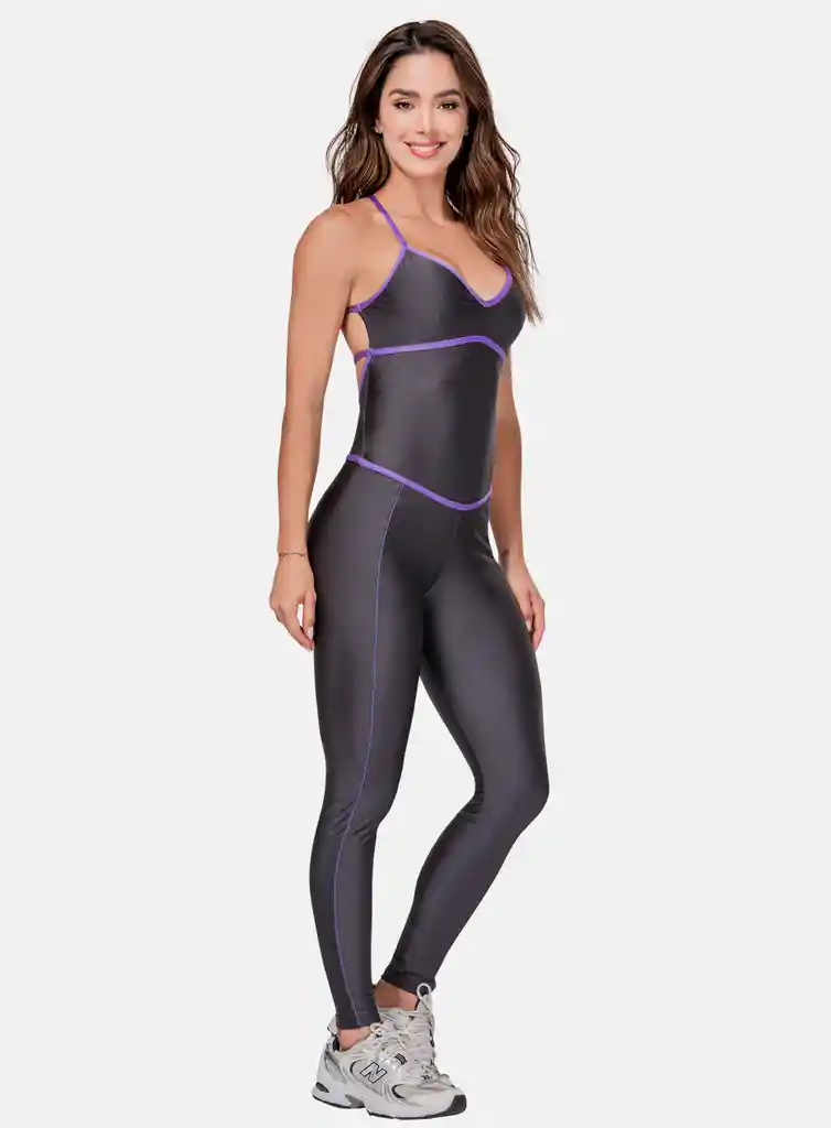 Enterizo Deportivo Mujer Tela Diseño Brillante Con Sesgos En Contraste Talla Única