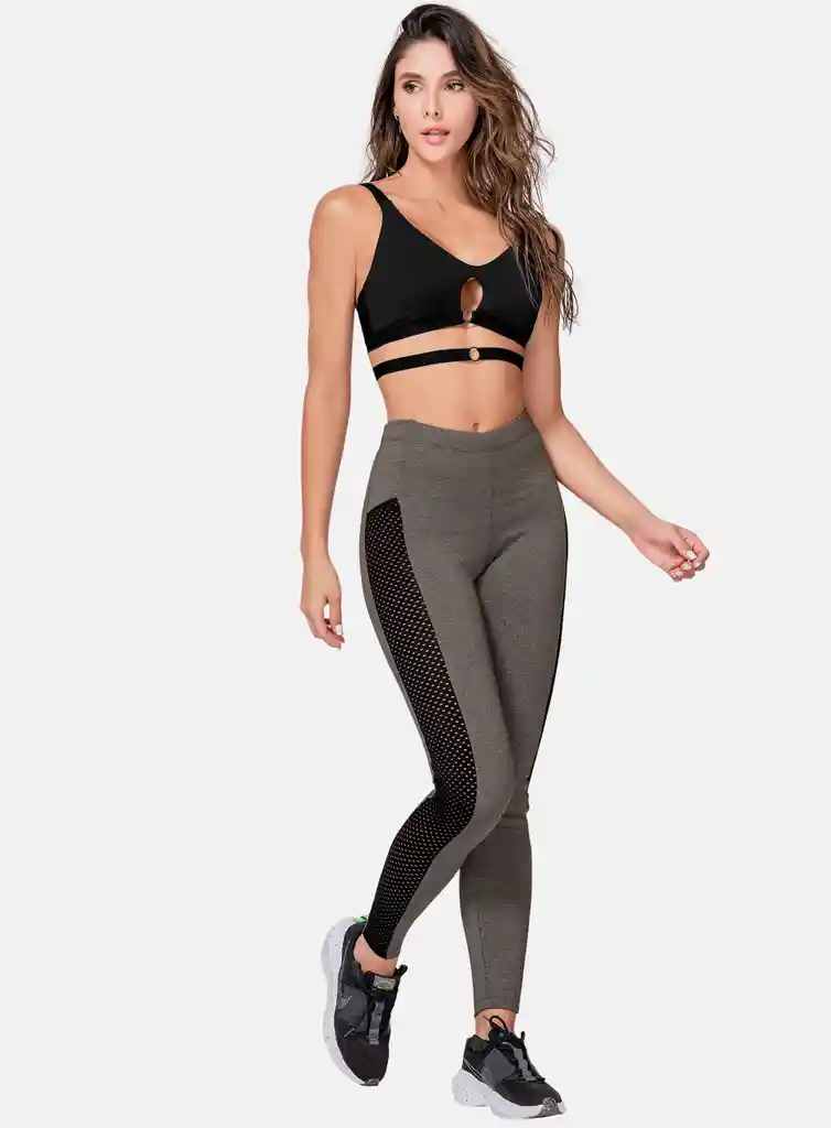 Leggins Deportivo Mujer Tela Supplex Con Cortes Laterales En Malla Talla Única