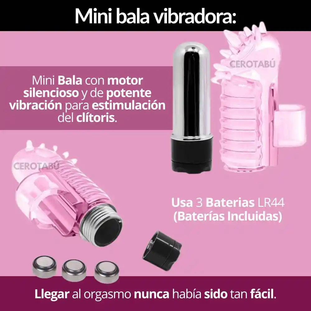 Funda Anillo Dedo Vibrador Masturbador Punto G + Baterías