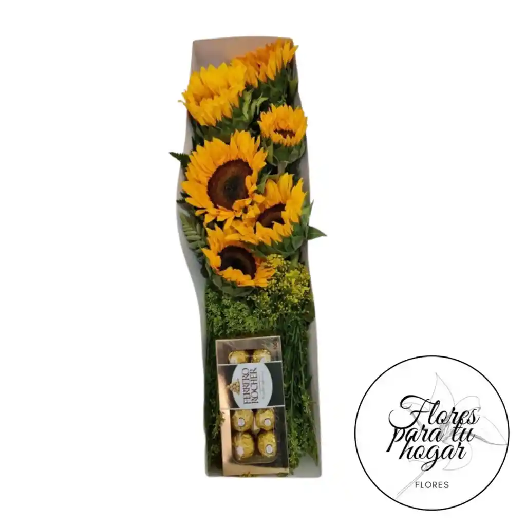 Girasoles Y Chocolates En Caja Feliz Primavera