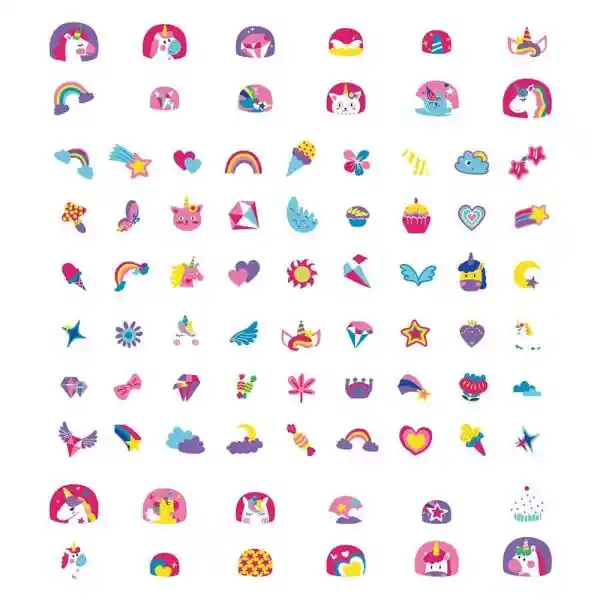 Set De Arte De Stickers Para Uñas Unicornios Niños Niñas