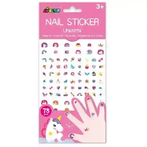 Set De Arte De Stickers Para Uñas Unicornios Niños Niñas