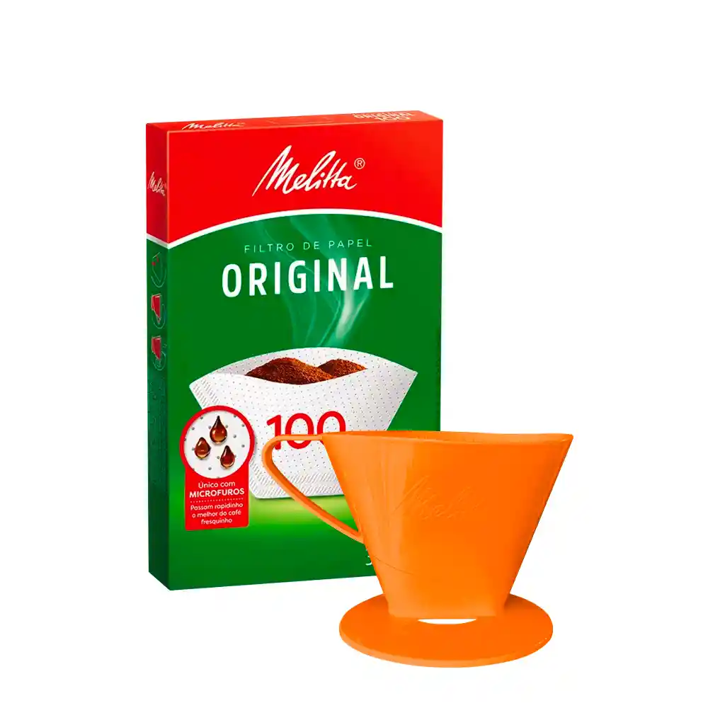 Portafiltro Melitta Naranja (tamaño #100) Con 30 Filtros