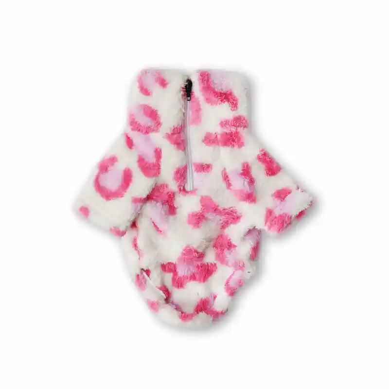 Saco Xs Cuello Alto Cremallera Bisonte Animal Print Rosado