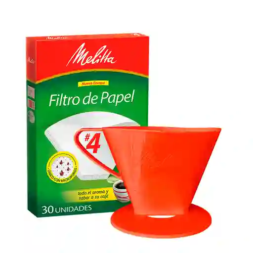 Melitta Portafiltro Rojo Tamaño #4 (8 Tazas) + 30 Filtros