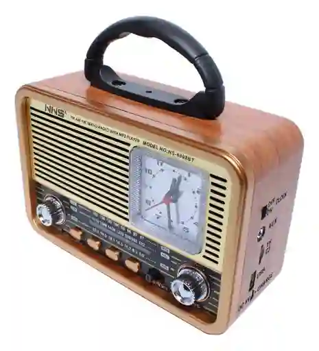Radio Vintage Con Reloj Clásico Am Fm Bluetooth Recargable