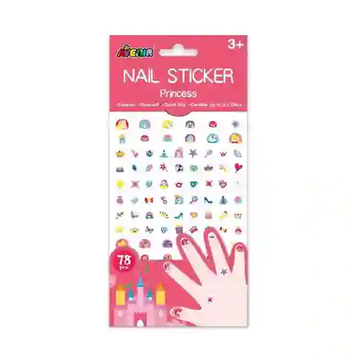 Set De Arte De Stickers Para Uñas Princesas Niños Niñas