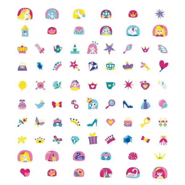Set De Arte De Stickers Para Uñas Princesas Niños Niñas