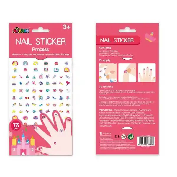 Set De Arte De Stickers Para Uñas Princesas Niños Niñas