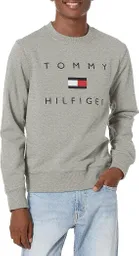 Buzo Hombre Tommy Hilfiger Con Logo Cuello Redondo 100 Original - Gris / M