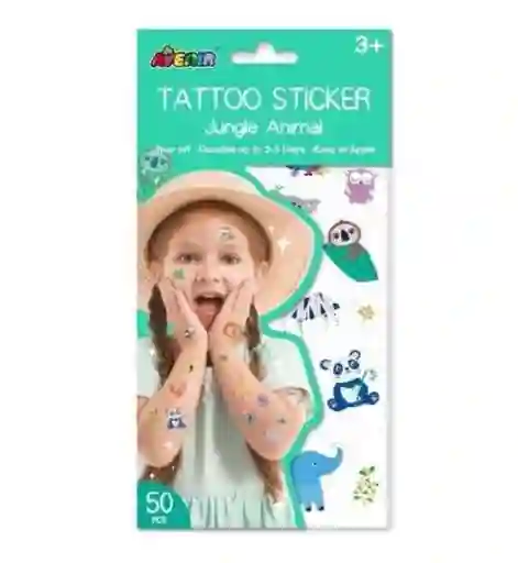 Set De Arte De Stickers Y Tattoos Animales De La Selva Niños