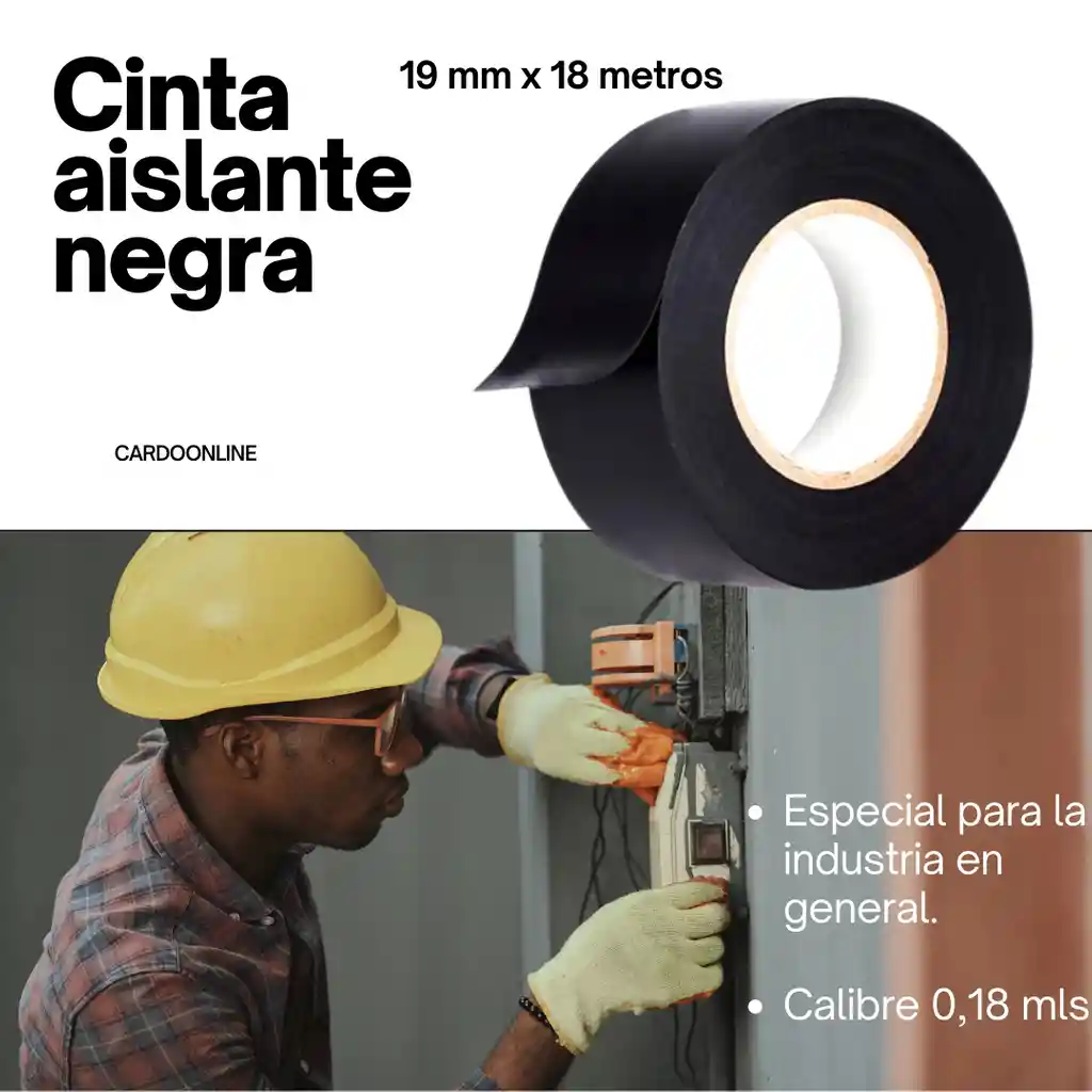 Rollo Cinta Aislante Negra 19mmx30m