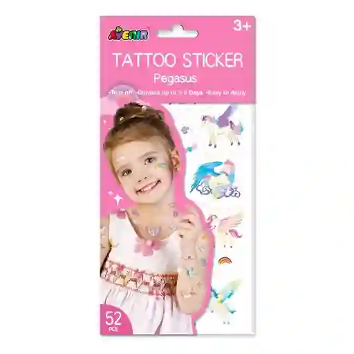 Set De Arte De Stickers Y Tattoos Pegasus Niñas