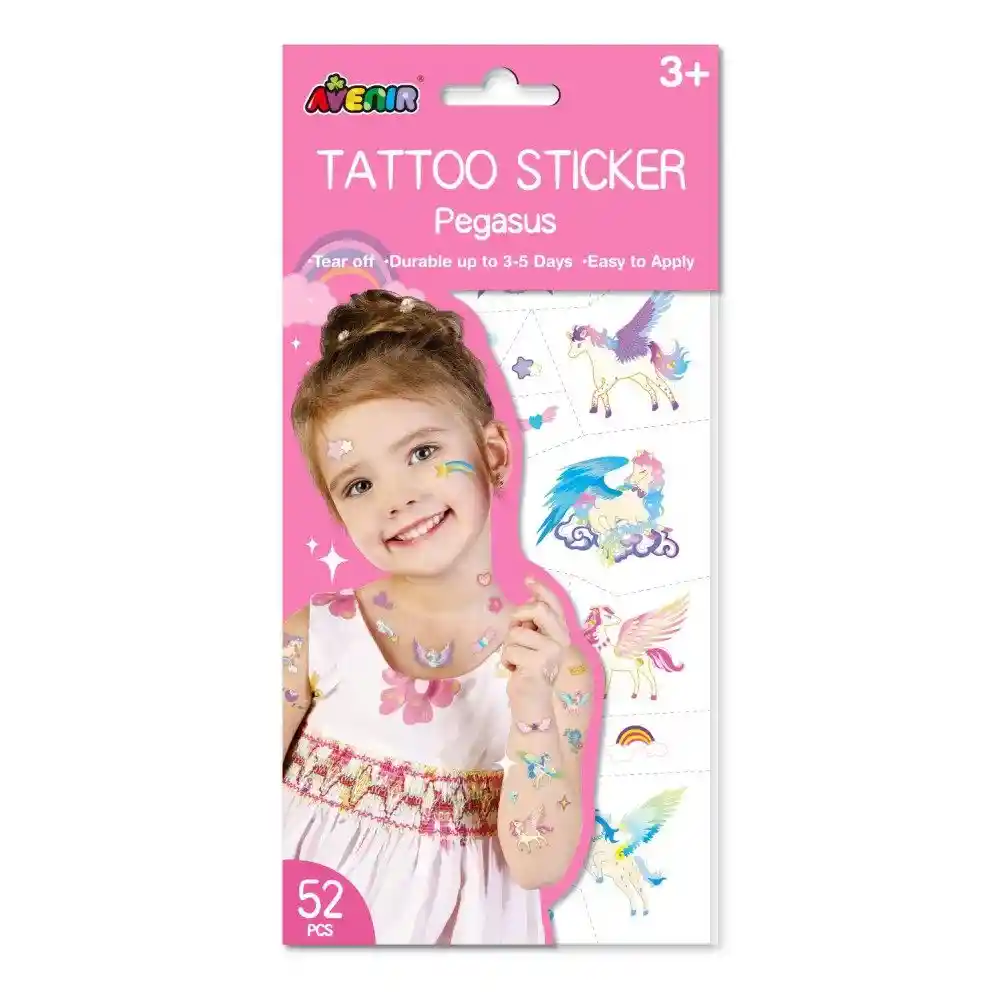 Set De Arte De Stickers Y Tattoos Pegasus Niñas