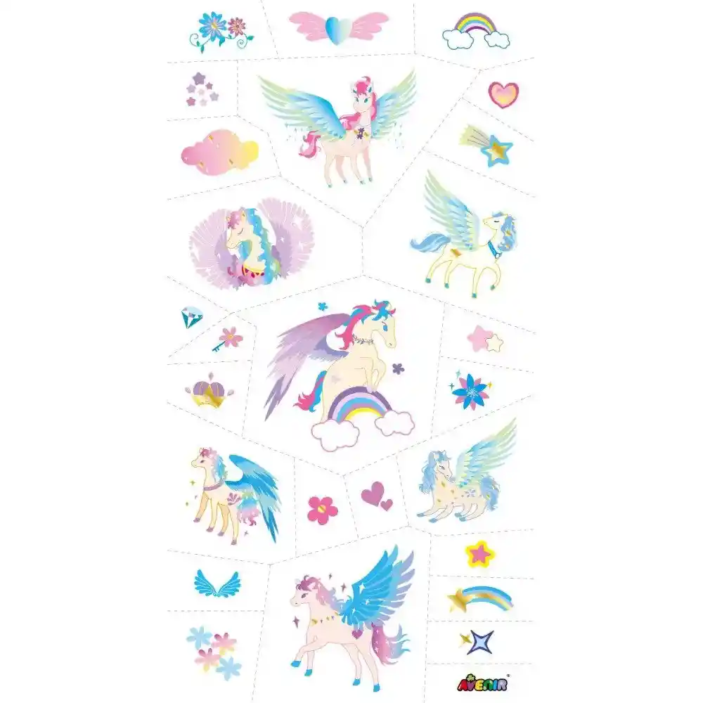 Set De Arte De Stickers Y Tattoos Pegasus Niñas