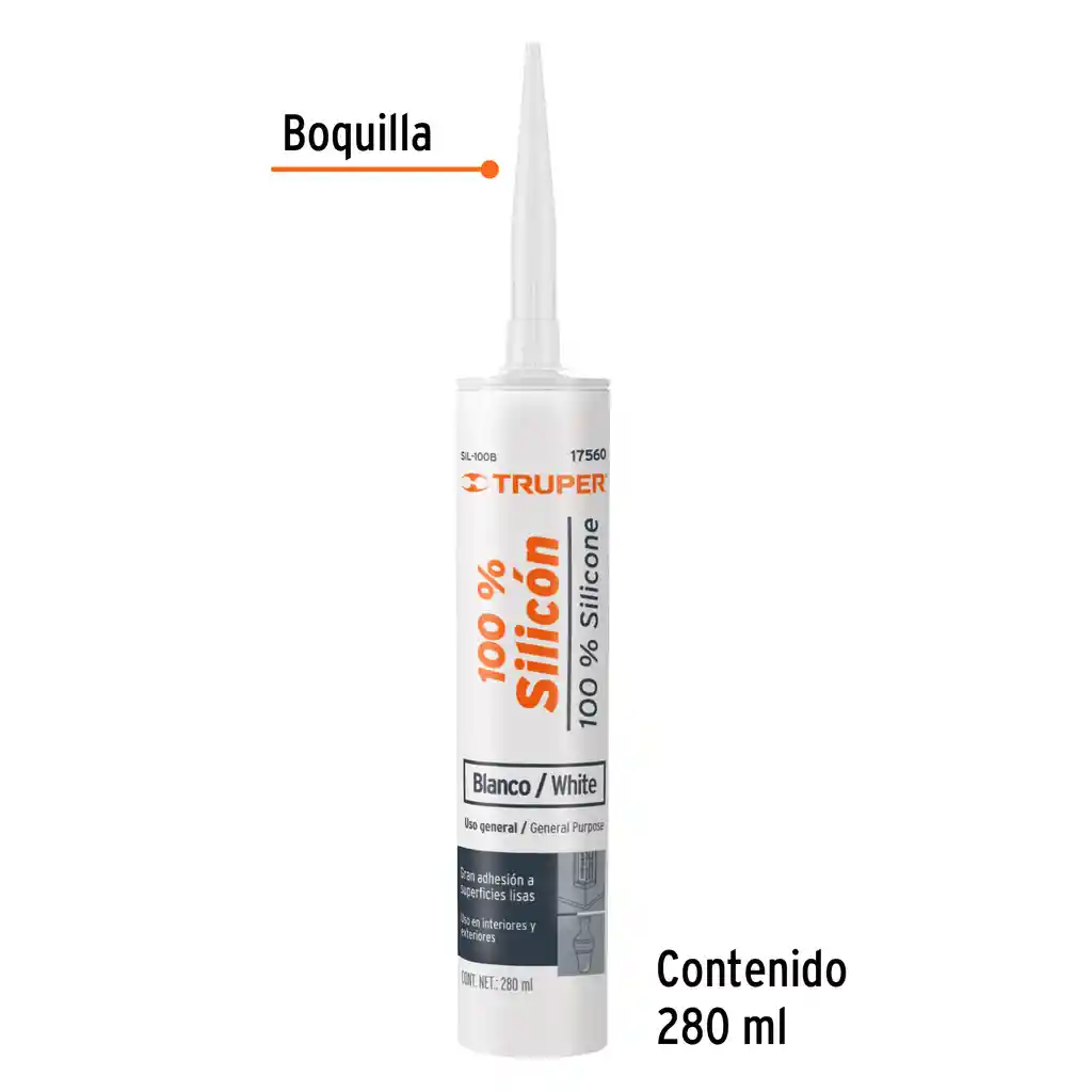 Silicona Sellador Blanco De 280ml Truper