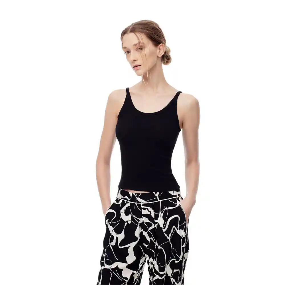 Camiseta de Tiras Escote Redondo en Algodón Femenino Libor Gef Talla L