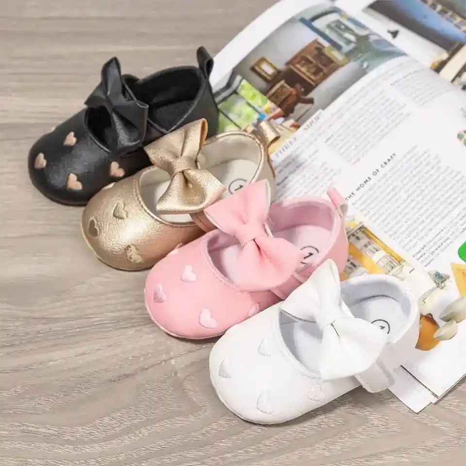 Zapatos Para Bebe Zapaticos Suela Blanda 6-12 M 12 Cm Niña Dorados