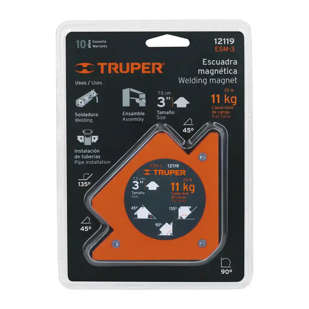 Escuadra Magnetica 3" Para Soldar 11kg Truper