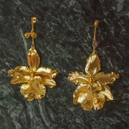 Aretes Orquidea Odontoglossum Ramita Cuarzos