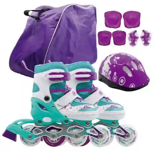 Combo Patines Ajustables Onwheels Verde/morado Talla M(34-38)