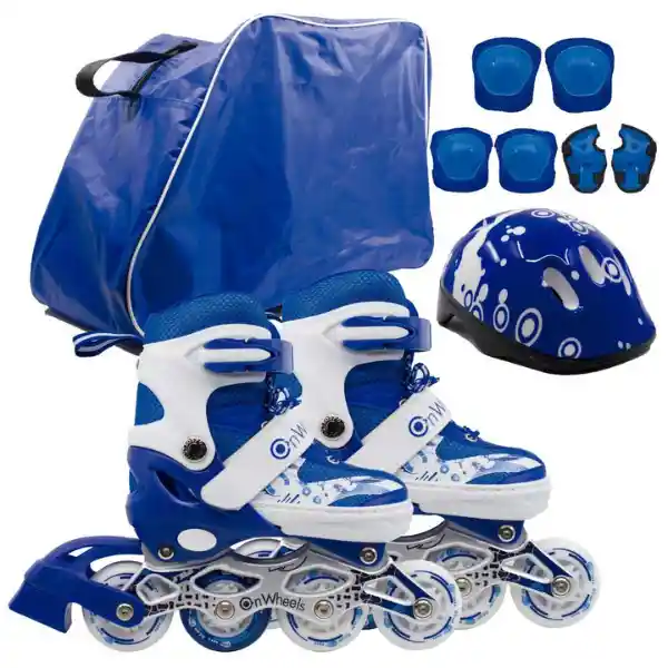 Combo Patines Ajustables Onwheels Azul Talla S(29-33)