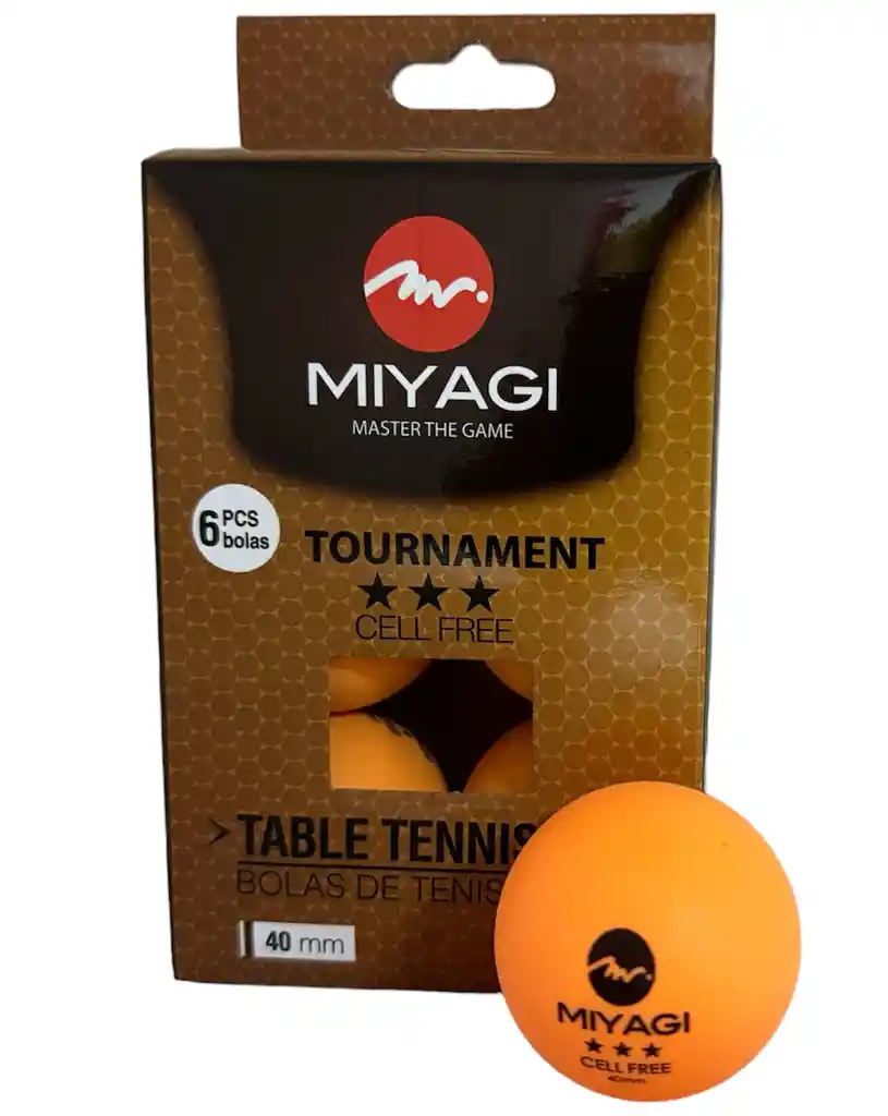 Bolas Para Ping Pong Miyagi 3 Estrellas Tt-9903 X6 Unidades/ Naranja