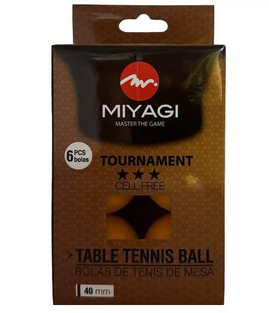 Bolas Para Ping Pong Miyagi 3 Estrellas Tt-9903 X6 Unidades/ Naranja