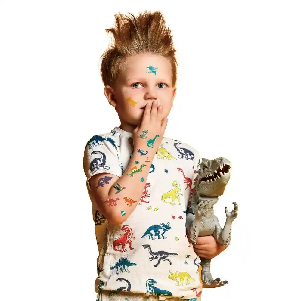 Set De Arte De Stickers Y Tattoos Dinosaurios Niños Niñas