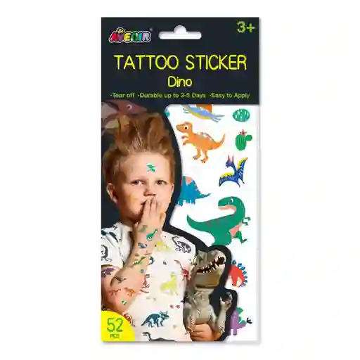 Set De Arte De Stickers Y Tattoos Dinosaurios Niños Niñas