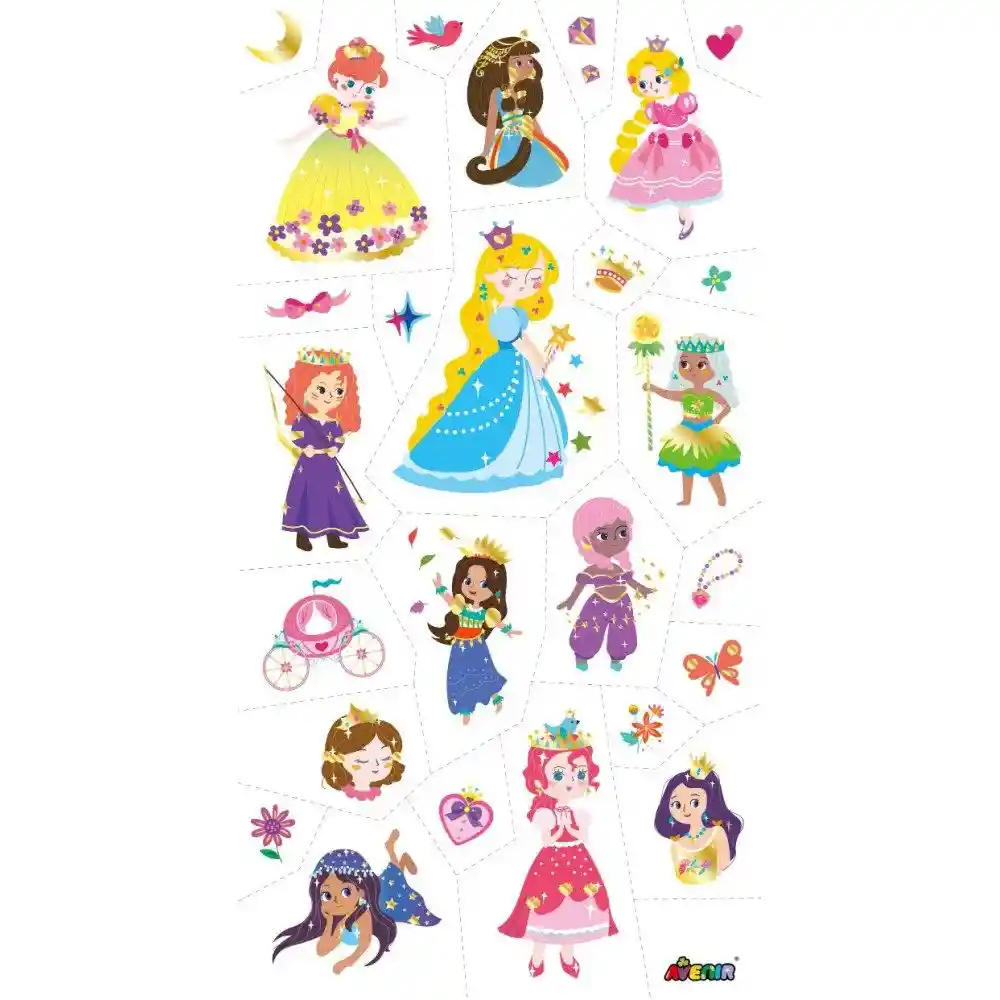 Set De Arte De Stickers Y Tattoos Princesas Niños Niñas