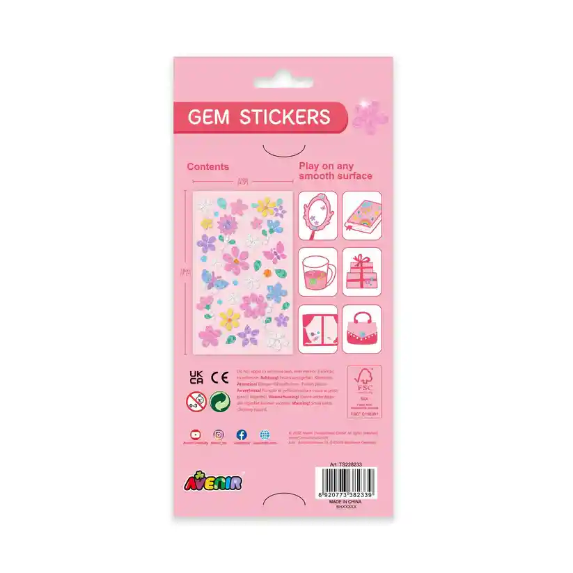 Set De Arte Y Manualidades Stickers De Gemas Flores Niñas