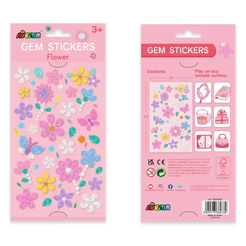 Set De Arte Y Manualidades Stickers De Gemas Flores Niñas