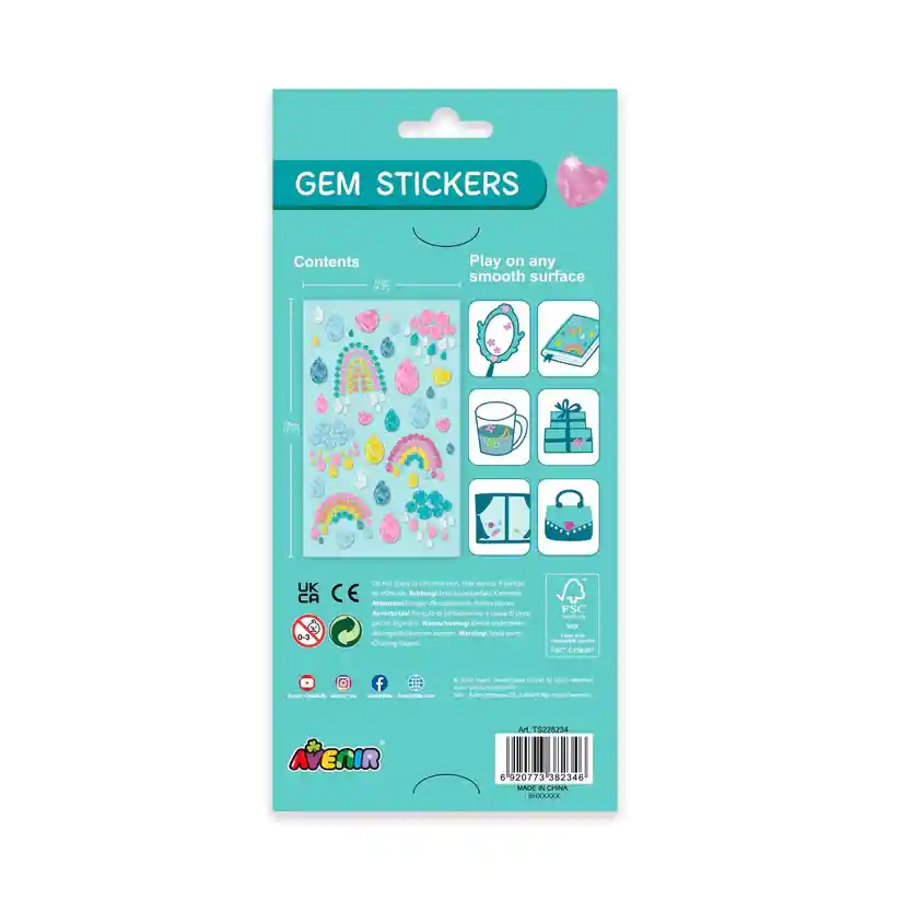 Set De Arte Y Manualidades Stickers De Gemas Arcoíris Niñas