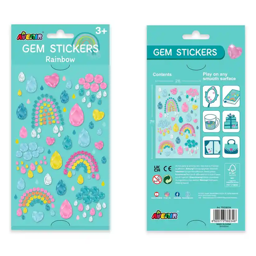 Set De Arte Y Manualidades Stickers De Gemas Arcoíris Niñas