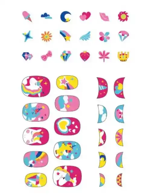 Set De Arte Y Manualidades Stickers Para Uñas Unicornio Niña