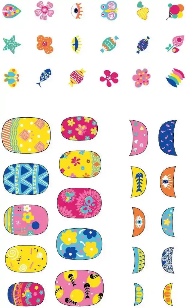 Set De Arte Y Manualidades Stickers Para Uñas Flores Niña