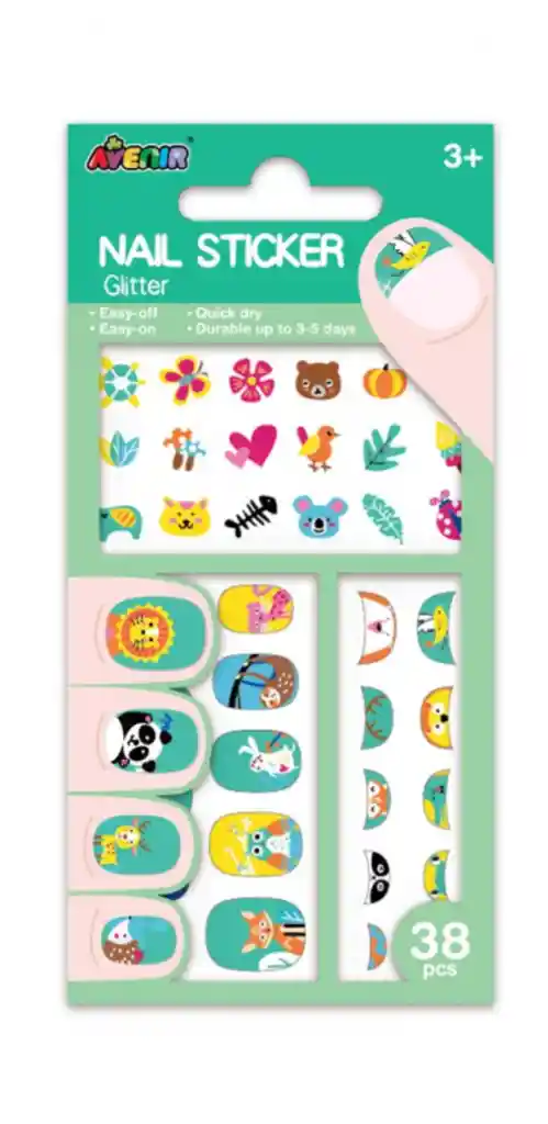 Set De Arte Y Manualidades Stickers Para Uñas Animales Niña