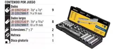 Juego De Copas Ratchet 3/8 21pcs Milimétricos - Pretul 21191