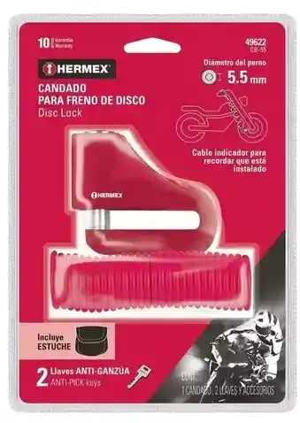 Candado Para Disco De Motocicleta, Perno De 5.5mm Hermex