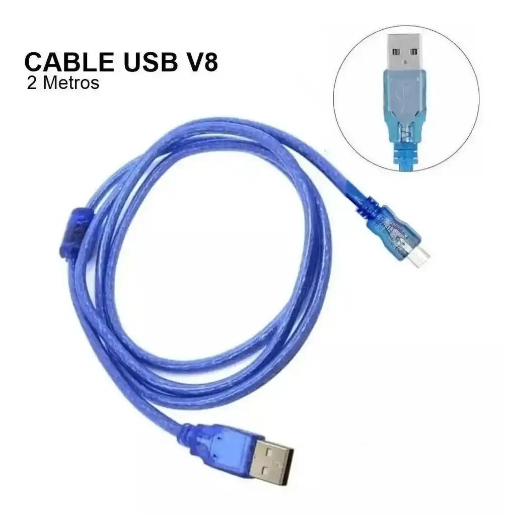 Cable Usb Desoxigenado V8 Datos Carga Móvil Android 2 Metros