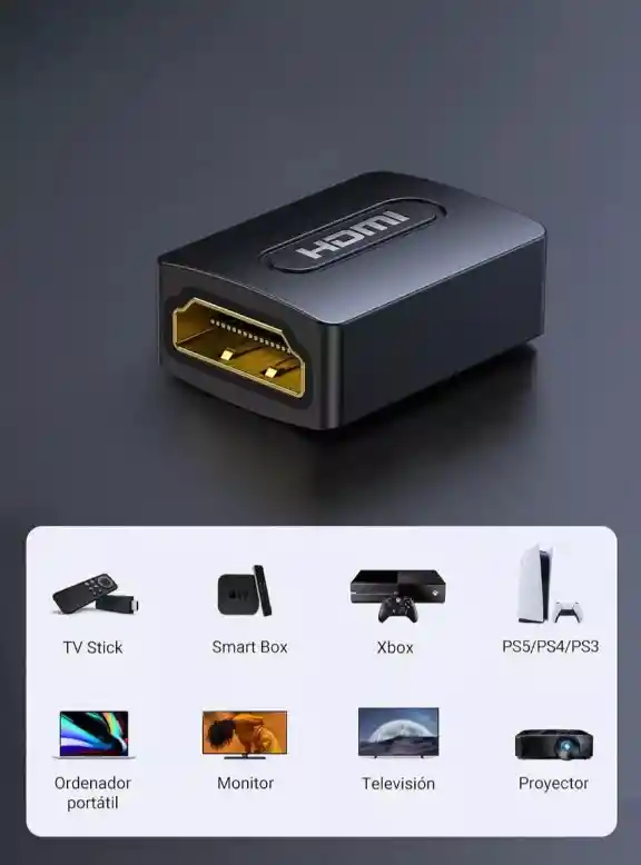 Adaptador Hdmi Hembra A Hembra 2.0 4k@60hz Acoplador Unión Cables Hdmi